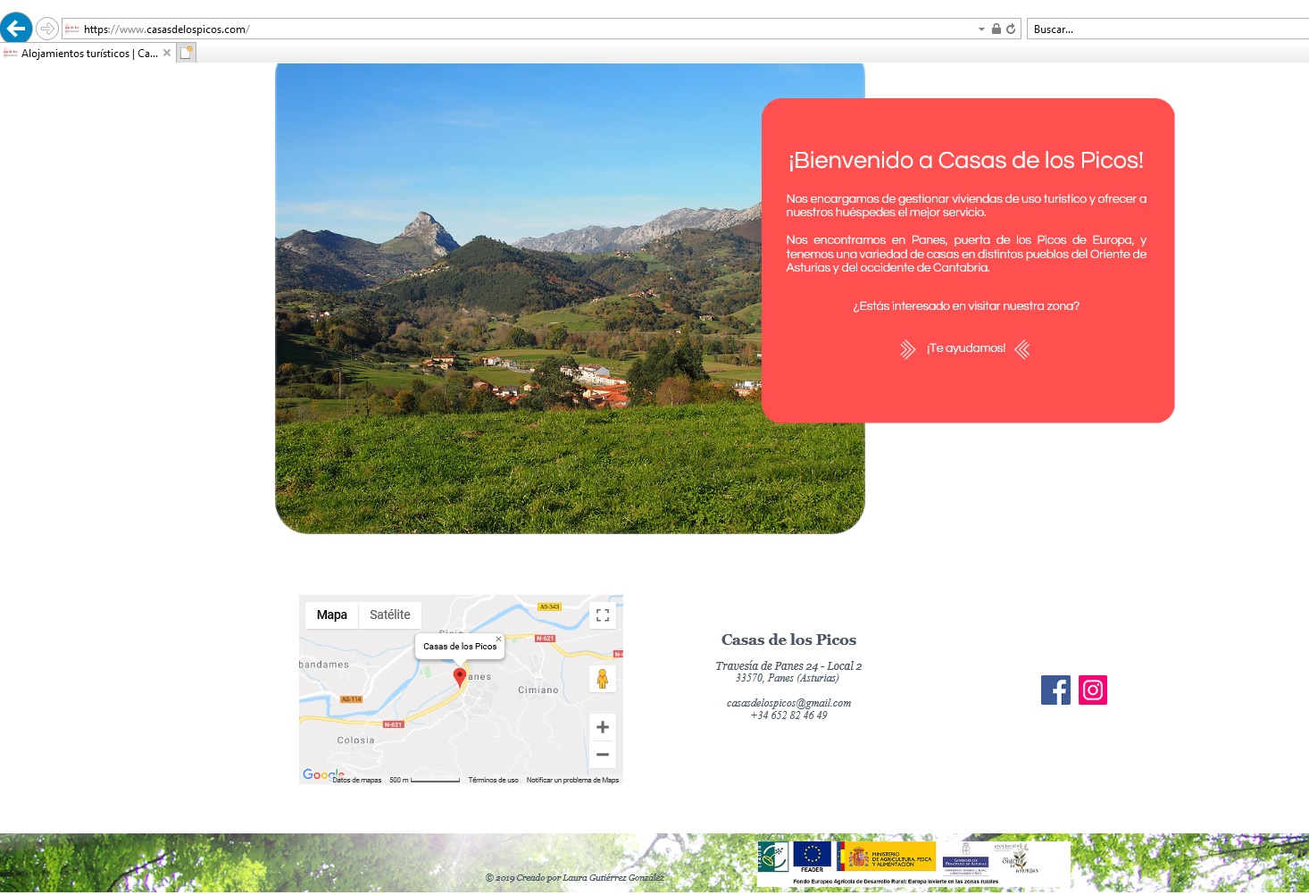 Página web dela nueva empresa.
