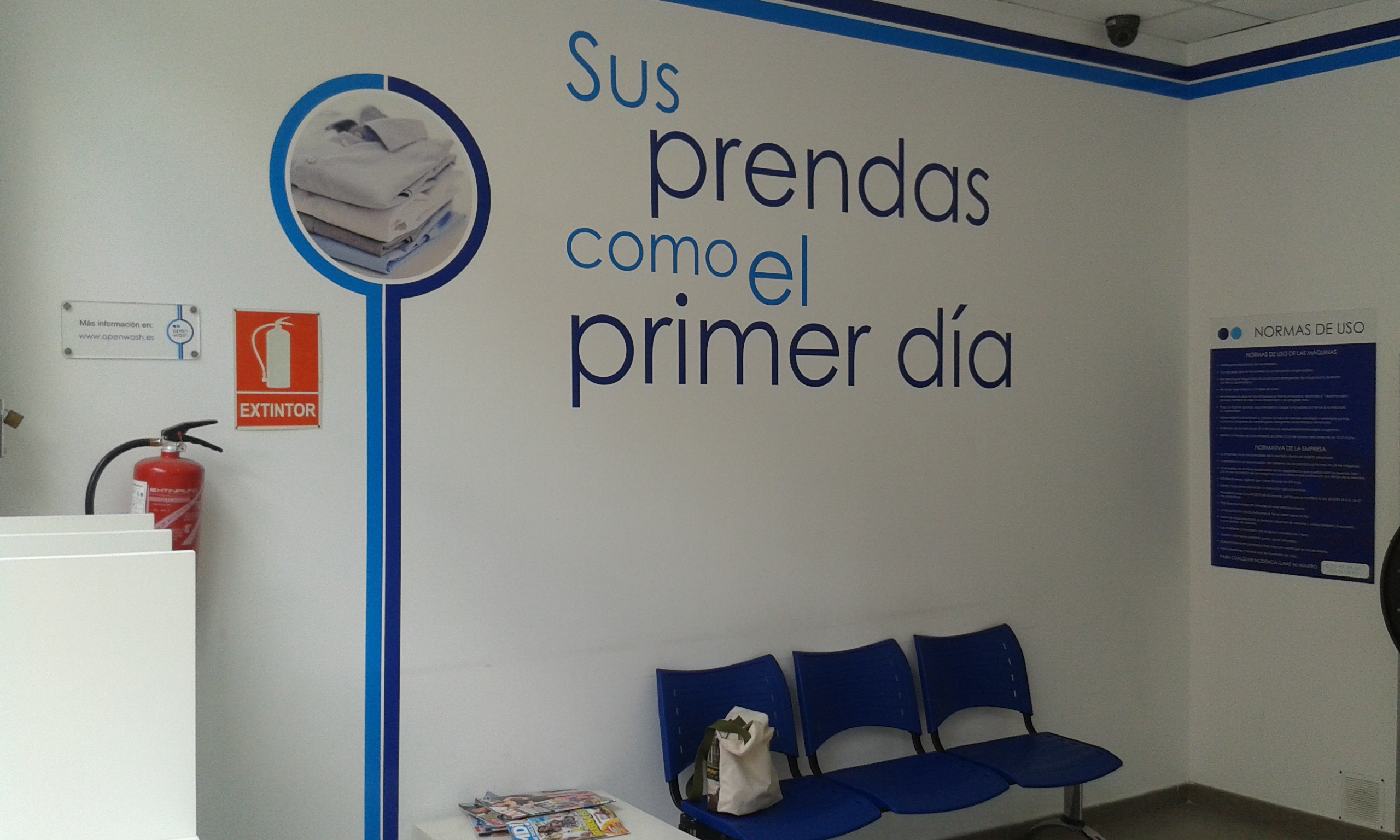 Interior de la lavandería.